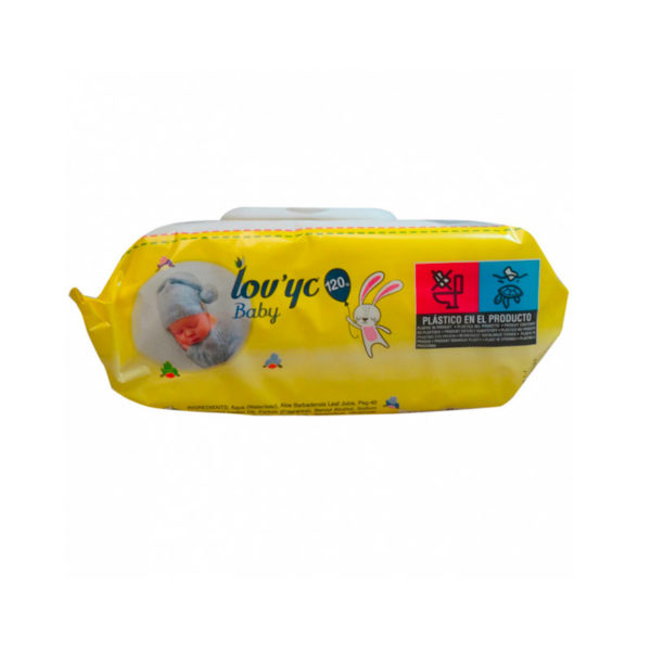 Toallitas húmedas para bebés con aloe vera Lov'yc Baby (120 U) - Imagen 4