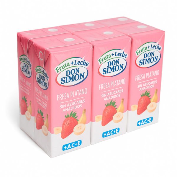 Fruta + leche sabor fresa plátano Don Simon (6 x 200 ml)